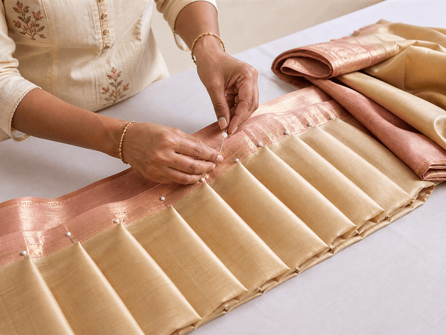 Saree Pre-Pleating treatment at Glowistry